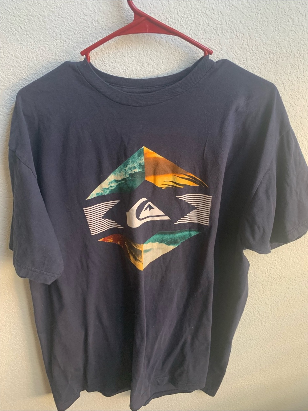 Quiksilver Navy Short-Sleeve Tee with Multicolor Wave Diamond Logo